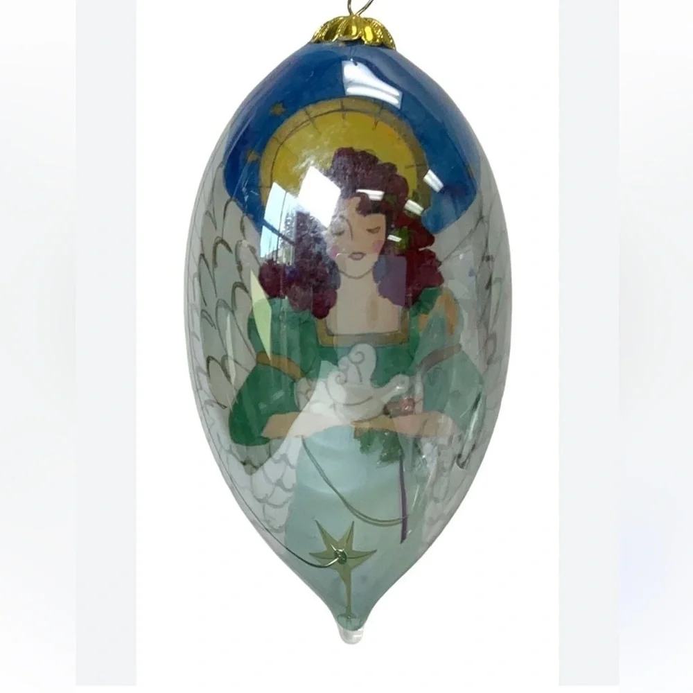 Li Bien hand painted mouth blown Angel Ornament 5” unique keepsake Chinese ART